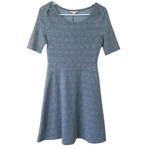 Tulle Classic Gray & White Print A-Line Short Sleeve Dress Size Small Casual